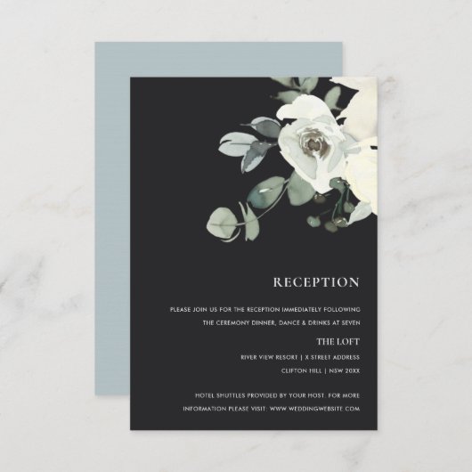 SCHWARZER, WEISSER KLEINER EMPFANG RSVP KARTE (Vorne/Hinten)