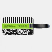 Schwarzer, weißer, Limoner gestreifter Gepäckanhänger (Rückseite horizontal)