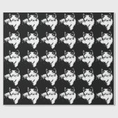 Schwarzer & weißer Pop Art Grau Wolf Geschenkpapier (Flach)