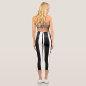Schwarzer + weißer Streifen Capri Leggings (Rückseite)