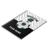 Schwarzer, weißer und dunkelgrüner Fußball - perso Notizblock (Linke Seite)