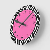Schwarzer, Weißund Pinkzebra-Druck Runde Wanduhr (Winkel)
