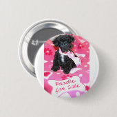 Schwarzer Welpen-Pudel für Verkauf Button (Vorne & Hinten)