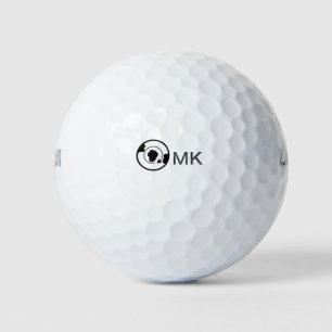 Schwarzer Weltkugel Name Monogramm Reisedetails hi Golfball