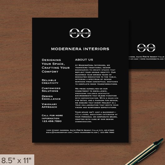 Schwarzer Werbe-Flyer mit Logo Flyer