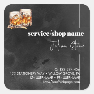 Schwarzer Whisky Quadratischer Aufkleber