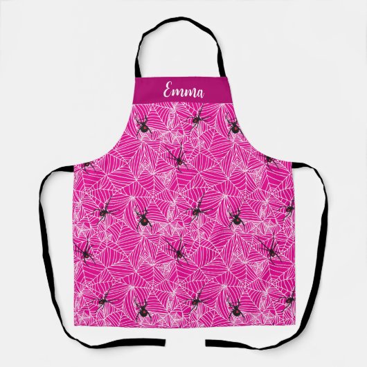 Schwarzer Widow-Spider-Web rosa Schürze (Vorderseite)