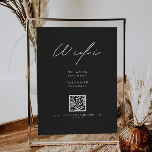 Schwarzer Wifi-Code, QR-Code Wifi-Anschluss Einladung