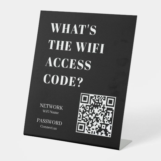 Schwarzer WiFi-QR-Code | Netzwerk-Passwort-Scan-Di Sockelschild (Vorderseite)