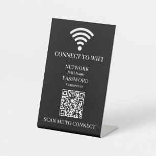 Schwarzer WiFi-QR-Code Scannen zum Verbinden mit Sockelschild