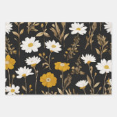 Schwarzer Wildblume-Garten Geschenkpapier Set (Vorderseite)