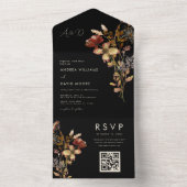 Schwarzer Wildblume Garten Herbst Botanische Hochz All In One Einladung (Innen Boden)