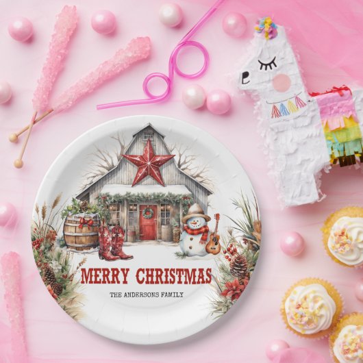 Schwarzer Wildwestbarsch mit weißer Stallung und S Pappteller (Party)