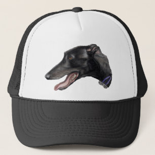 "Schwarzer Windhund-" Hundekunst-Hut Truckerkappe