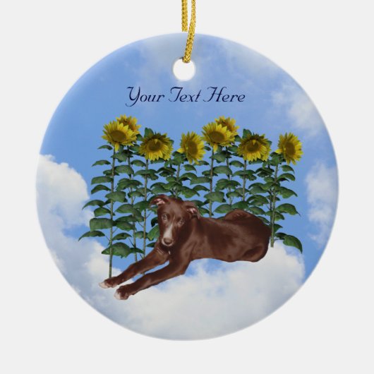 Schwarzer Windhund Welpe Blume Hunde Ornament (Vorne)