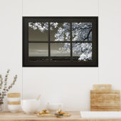 Schwarzer WIndow Rahmen Ominous White Tree Blossom Poster (Küche)