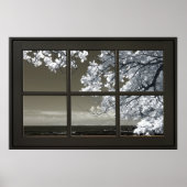 Schwarzer WIndow Rahmen Ominous White Tree Blossom Poster (Vorne)