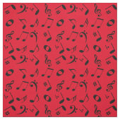 Schwarzer Winkel Musiknote Muster auf Rot Stoff (Muster)