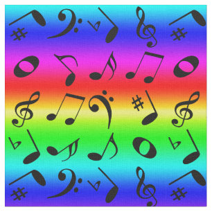 Schwarzer Winkel Musiknote Muster Regenbogen Gradi Stoff