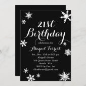 Schwarzer Winter 21. Geburtstag Einladung (Vorne/Hinten)