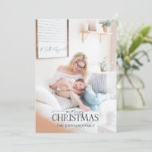 Schwarzer Winter Botanische Frohe Weihnachtsfeiert Feiertagskarte (Stehend Vorderseite)