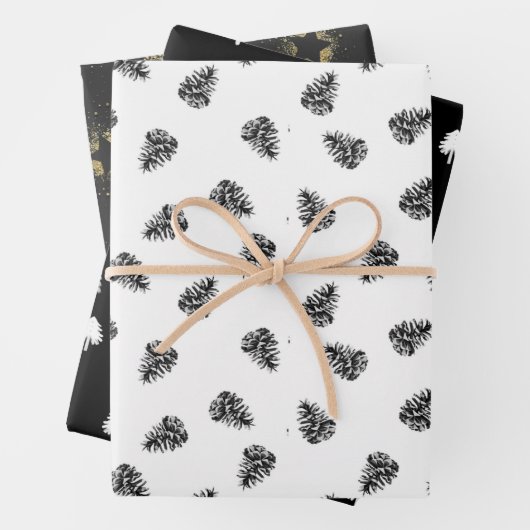 Schwarzer Winter Geschenkpapier Set (Beispiel)