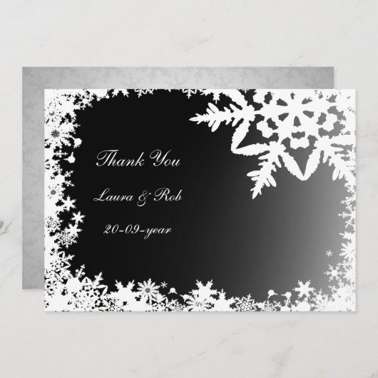 Schwarzer Winter Hochzeit Danke Einladung (Vorne/Hinten)