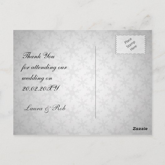 Schwarzer Winter Hochzeit Danke Postkarte (Rückseite)