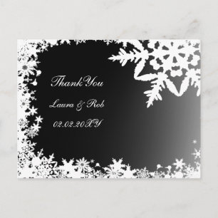 Schwarzer Winter Hochzeit Danke Postkarte