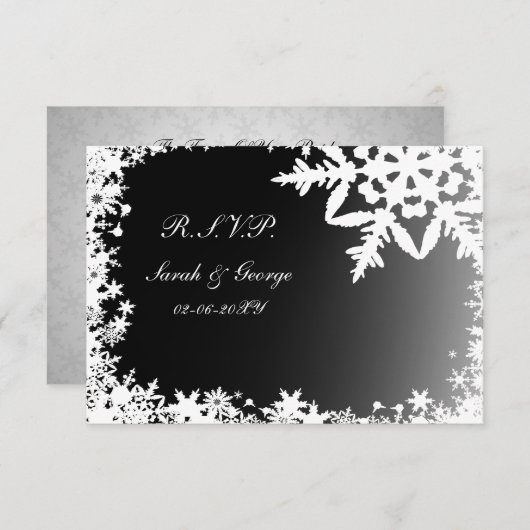 Schwarzer Winter Hochzeit uAwg Standard 3,5 x 5 RSVP Karte (Vorne/Hinten)