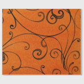 Schwarzer Wirbel auf orange Geschenkpapier (Flach)