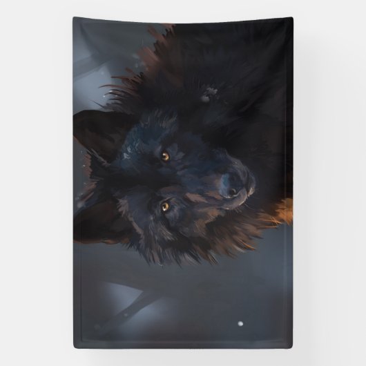 Schwarzer Wolf Banner (Vertikal)