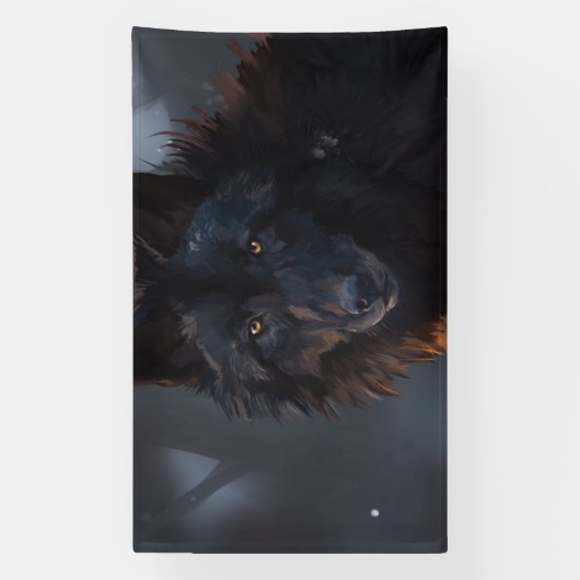 Schwarzer Wolf Banner (Vertikal)