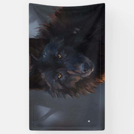 Schwarzer Wolf Banner (Vertikal)