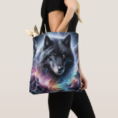 Schwarzer Wolf Blitz Sturm Fantasy-Wildnis Tasche (Von Nahem)