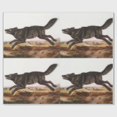 Schwarzer Wolf (Canis lupus) Illustration Geschenkpapier (Flach)