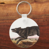 Schwarzer Wolf (Canis lupus) Illustration Schlüsselanhänger (Vorderseite)