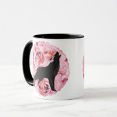 Schwarzer Wolf-dunkle rosa Rosen-Tasse Tasse (Vorderseite Links)