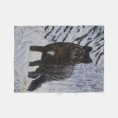 Schwarzer Wolf Fleecedecke (Vorderseite (Horizontal))