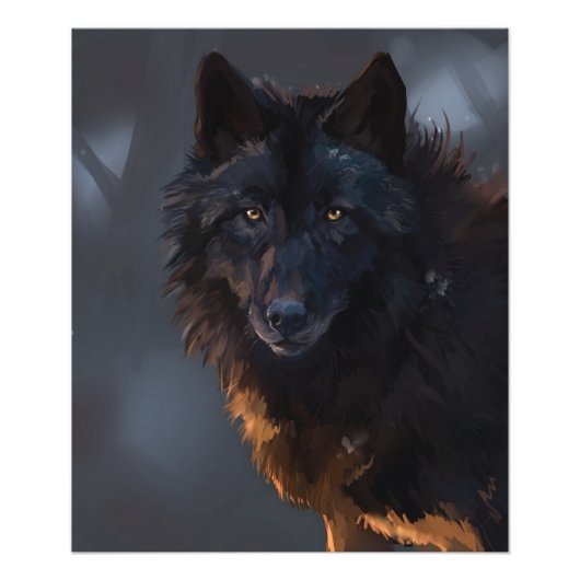 Schwarzer Wolf Fotodruck (Vorne)