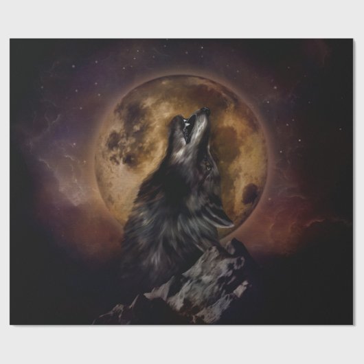 Schwarzer Wolf Geschenkpapier (Flach)