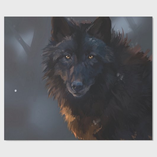 Schwarzer Wolf Geschenkpapier (Flach)