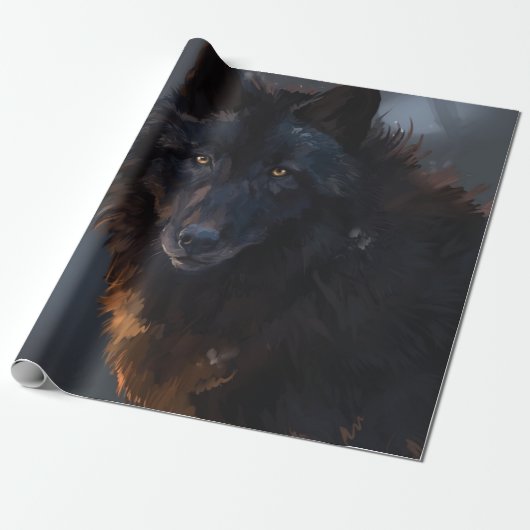 Schwarzer Wolf Geschenkpapier (Ungerollt)
