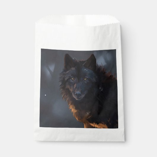 Schwarzer Wolf Geschenktütchen (Vorderseite)