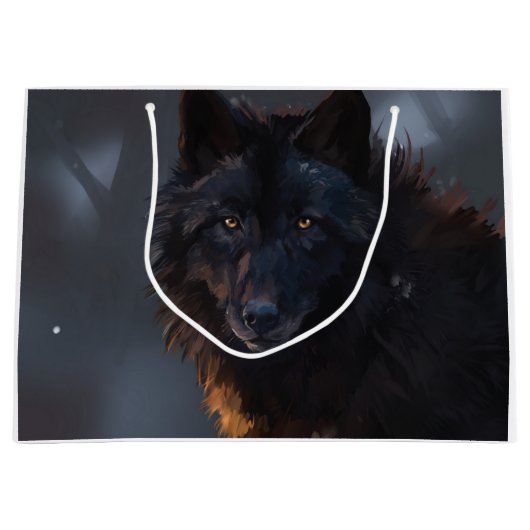 Schwarzer Wolf Große Geschenktüte (Vorderseite)