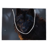 Schwarzer Wolf Große Geschenktüte (Rückseite)