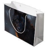 Schwarzer Wolf Große Geschenktüte (Rückseite Schrägansicht)