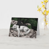 Schwarzer Wolf, Grußkarte für den weißen Wolf Karte (Gelbe Blume)