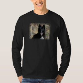 Schwarzer Wolf Hanes langer Hülsen-Nano-T - Shirt