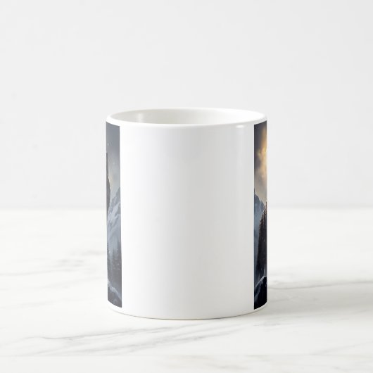 Schwarzer Wolf im Snowy Mountains Kaffeetasse (Mittel)